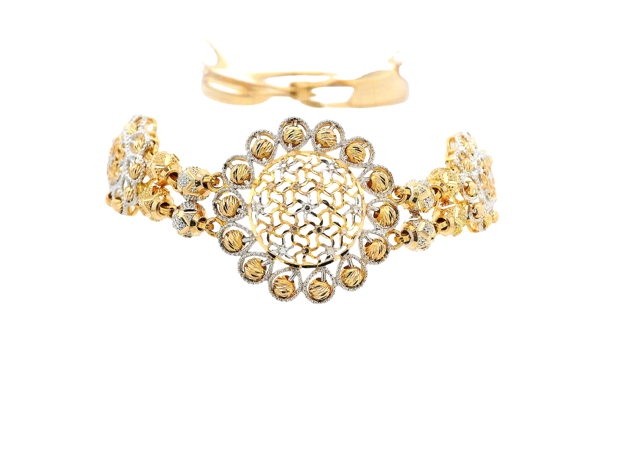 22K Yellow + White Gold Ladies Bracelet with Lobster Lock