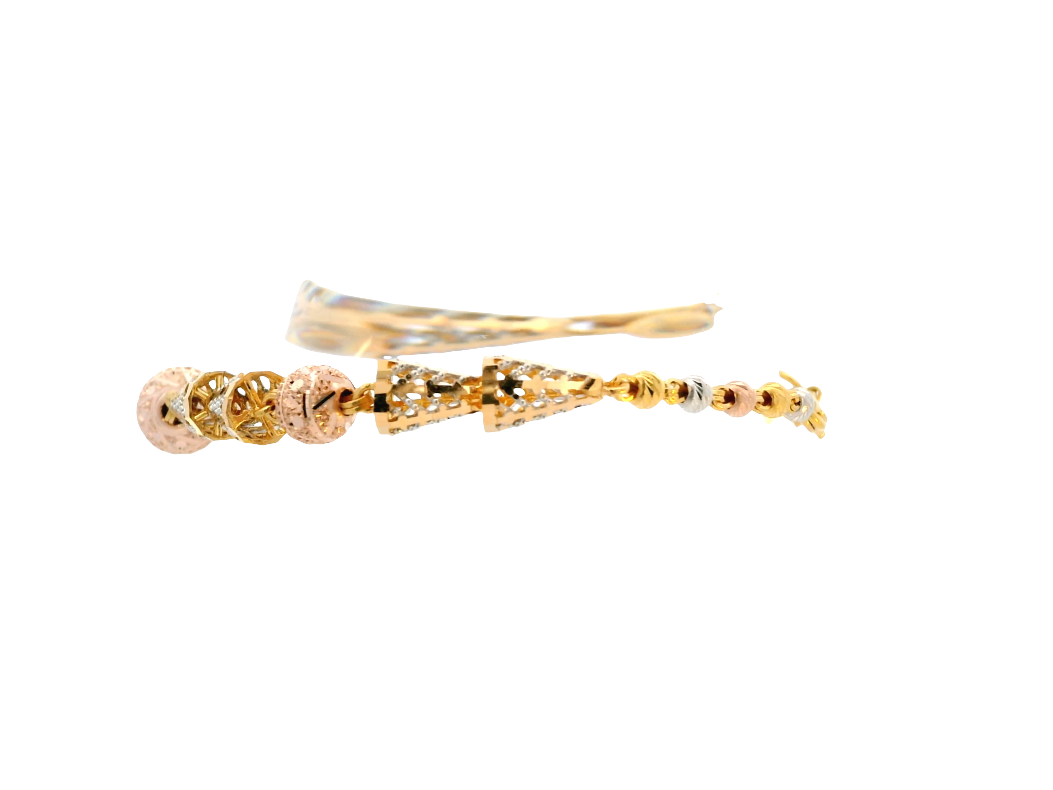 22K Tri-Color Gold Ladies Bracelet with Lobster Lock