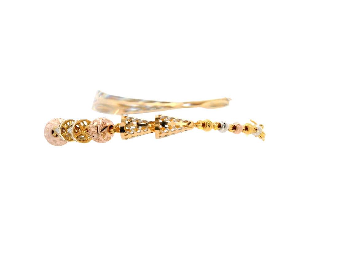 22K Tri-Color Gold Ladies Bracelet with Lobster Lock
