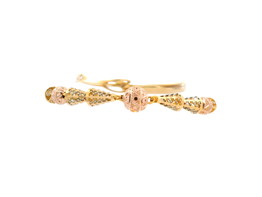 22K Tri-Color Gold Ladies Bracelet with Lobster Lock