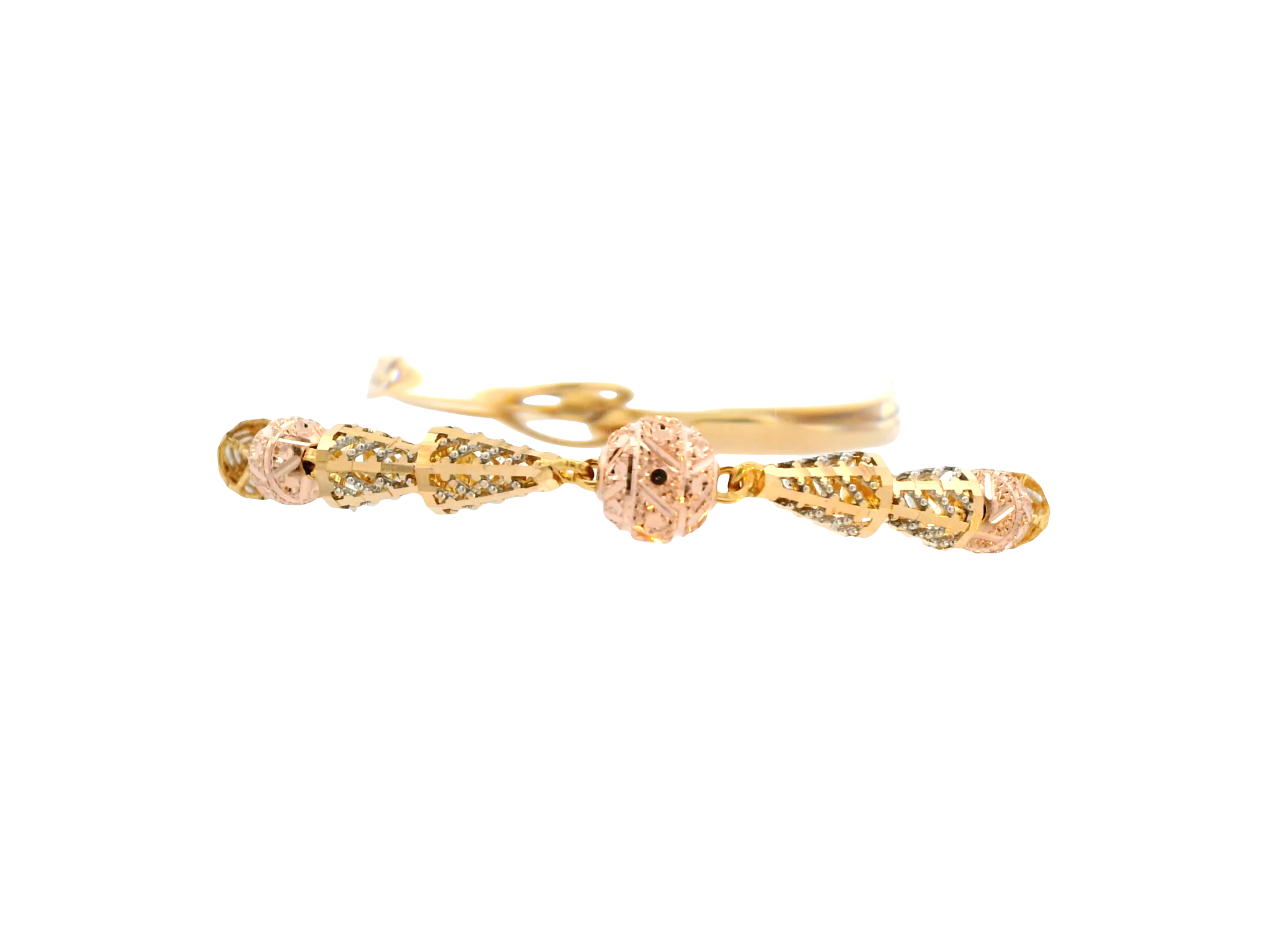 22K Tri-Color Gold Ladies Bracelet with Lobster Lock