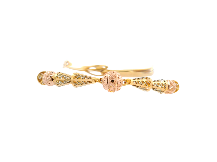 22K Tri-Color Gold Ladies Bracelet with Lobster Lock