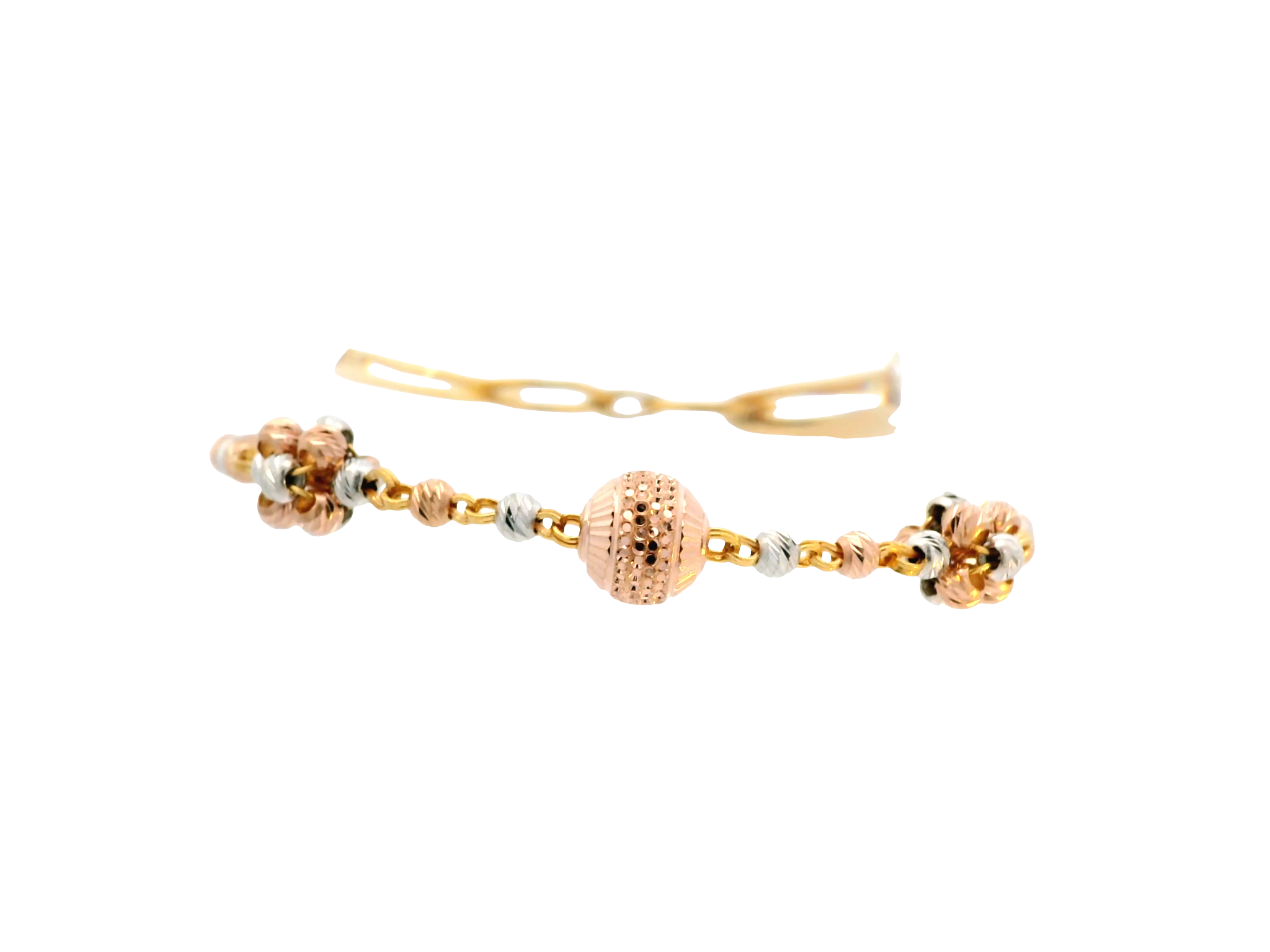 22K Tri-Color Gold Ladies Bracelet with Lobster Lock