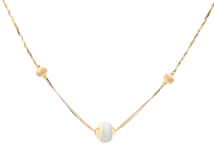 22K Tri-Color Gold Chain – Yellow, White &amp; Rose Gold with Lobster Lock