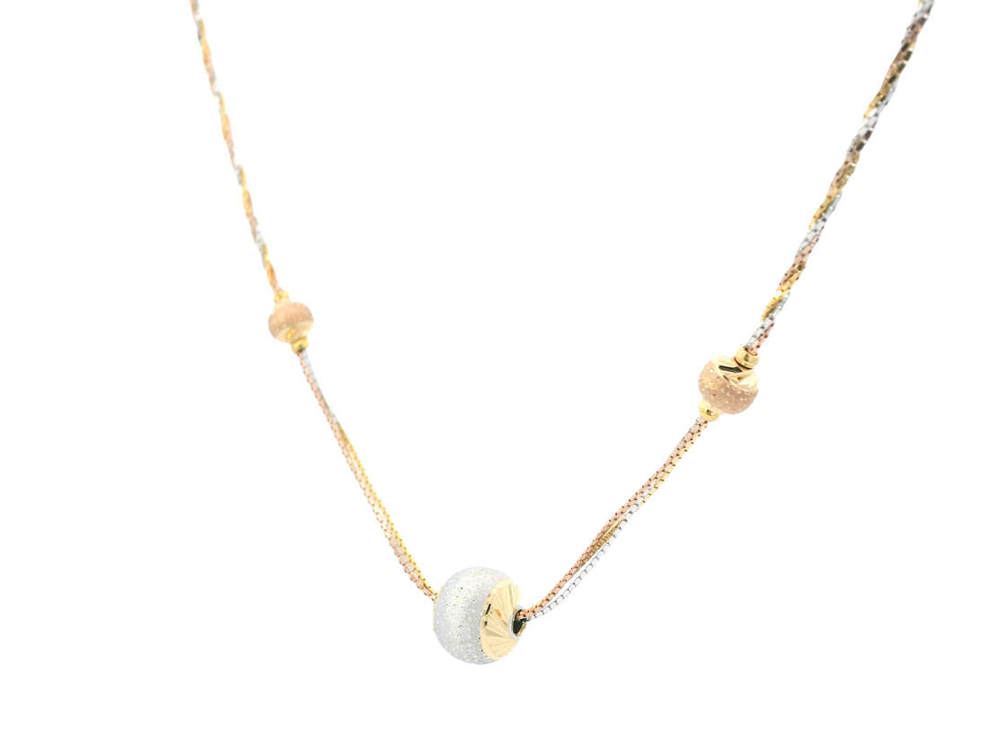 22K Tri-Color Gold Chain – Yellow, White &amp; Rose Gold with Lobster Lock
