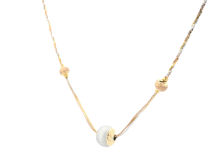 22K Tri-Color Gold Chain – Yellow, White &amp; Rose Gold with Lobster Lock