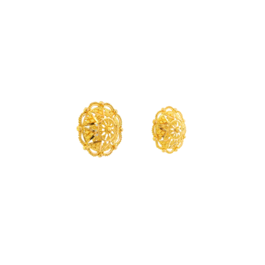 22K Yellow Gold Traditional Stud Earrings | Heavy Premium Polished Tops