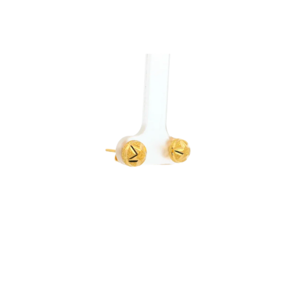 22K Yellow Gold Fancy Stud Earrings | Lightweight Polished Tops