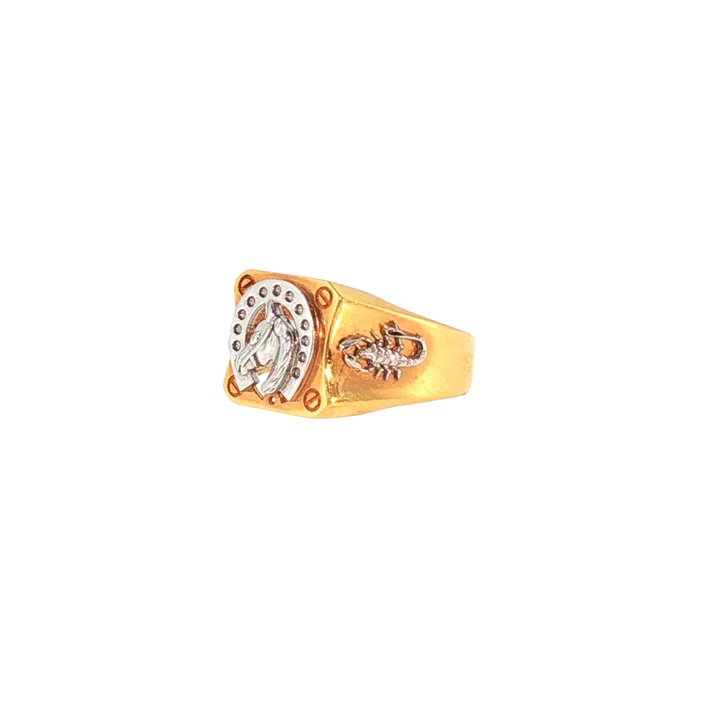 22K Yellow & White Gold 2-Tone Men’s Ring – Size 10.5, 7.5g with Cubic Zirconia