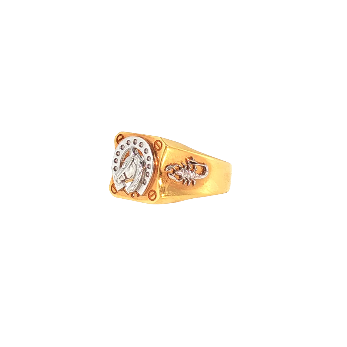 22K Yellow & White Gold 2-Tone Men’s Ring – Size 10.5, 7.5g with Cubic Zirconia