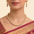 22K Elegant Yellow Gold Round Bead Necklace with Brilliant Round Diamond
