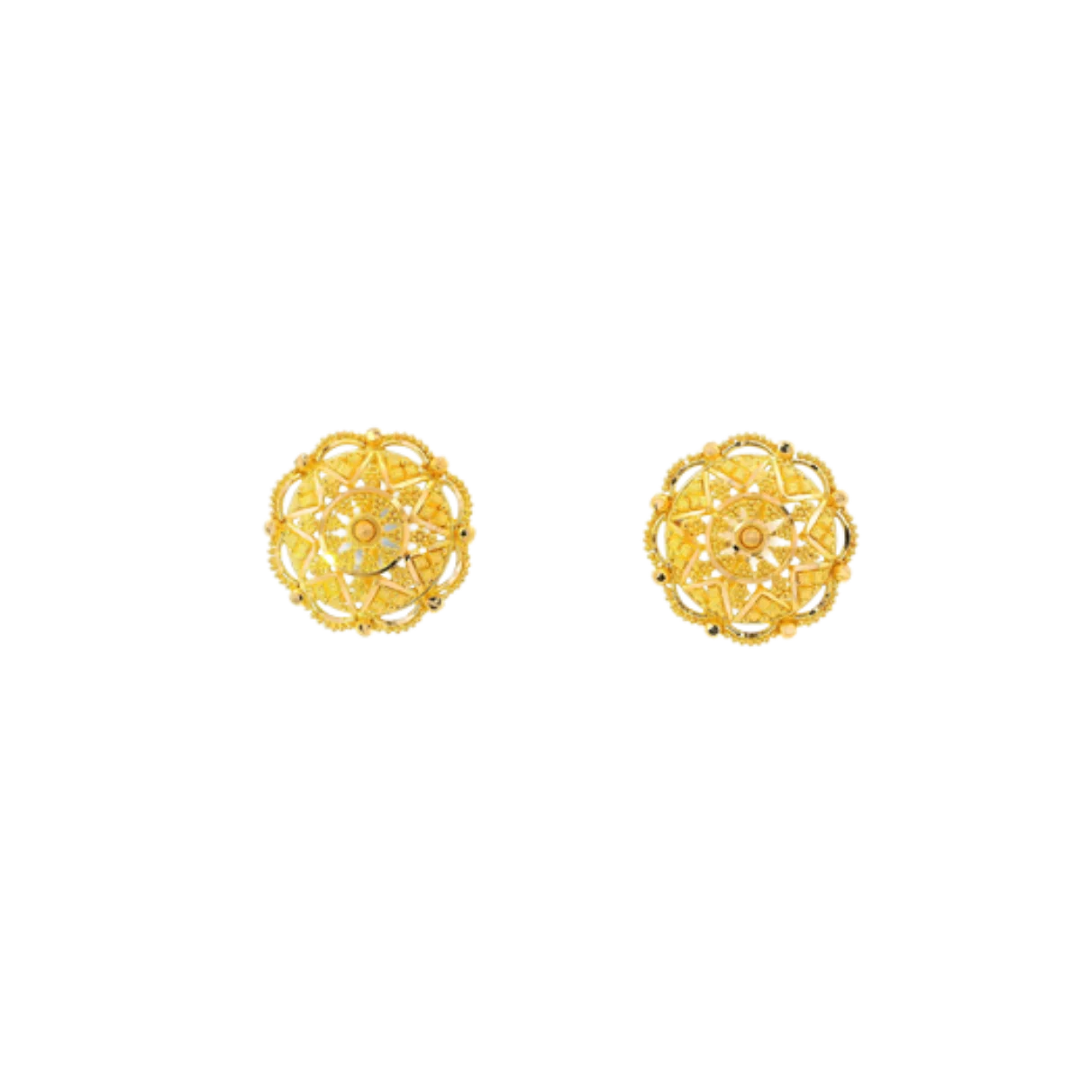 22K Yellow Gold Traditional Stud Earrings | Heavy Premium Polished Tops