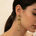 22K Yellow Gold Meenakari Long Earrings | Traditional Designer Drops