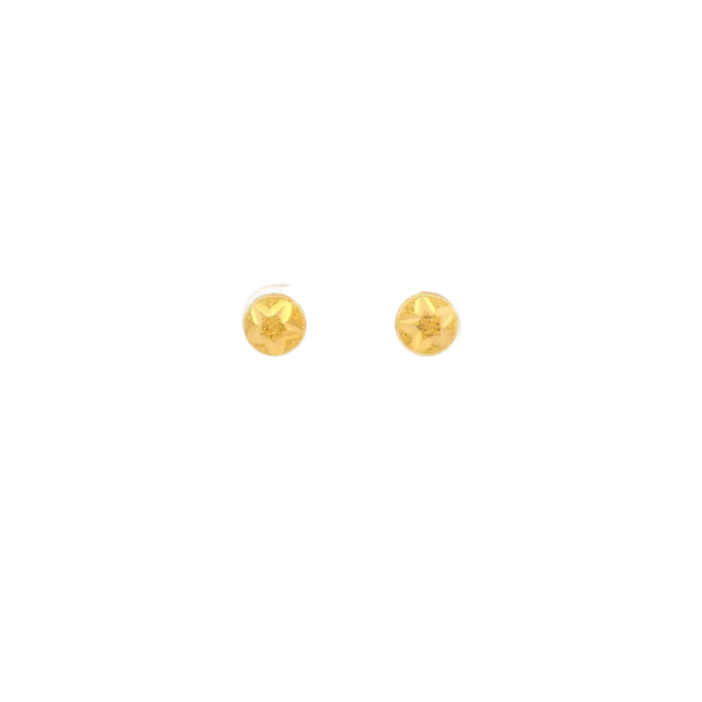 22K Yellow Gold Fancy Stud Earrings | Lightweight Polished Tops