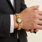 22K Yellow and White Gold Bracelet with Greek Key Design and S-Lock Closure