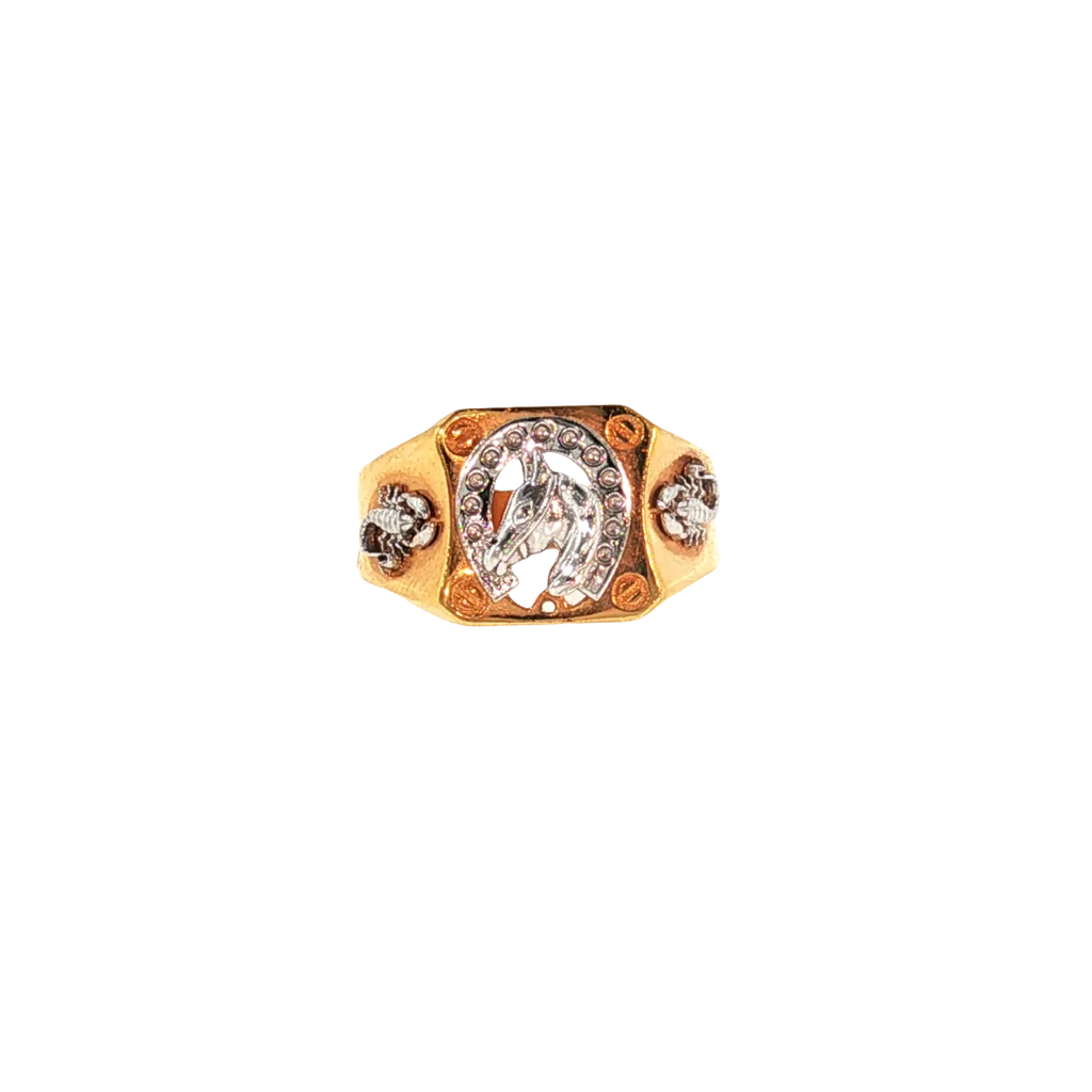 22K Yellow & White Gold 2-Tone Men’s Ring – Size 10.5, 7.5g with Cubic Zirconia