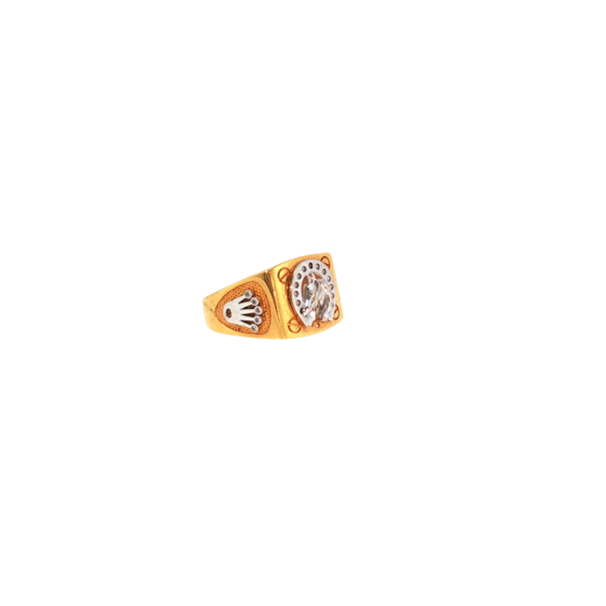 22K Two-Tone Gold Fancy Men’s Ring | Stylish Designer Band