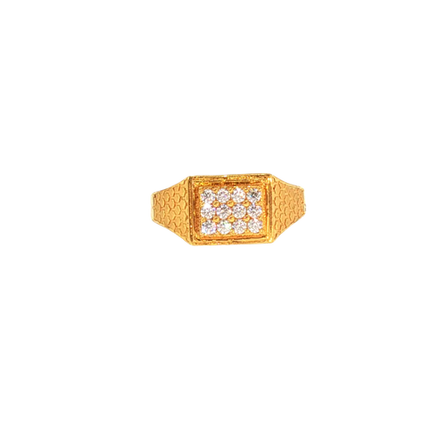 Lightweight 22K Yellow Gold Cubic Zirconia Ring – 3.6g Elegant Minimal Design