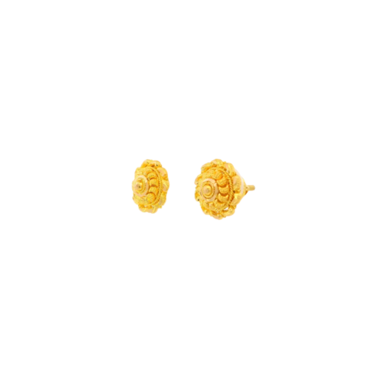 22K Yellow Gold Traditional Stud Earrings | Lightweight Polished Tops