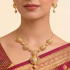 22K Polished Yellow Gold Beaded Strand Necklace