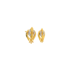 22K Yellow Gold Sikh Style CZ Stud Earrings | Traditional Polished Tops