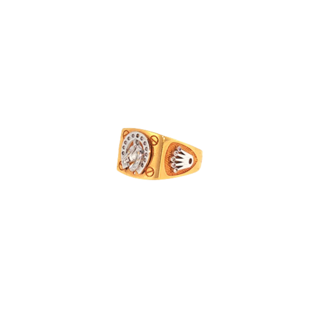 22K Two-Tone Gold Fancy Men’s Ring | Stylish Designer Band