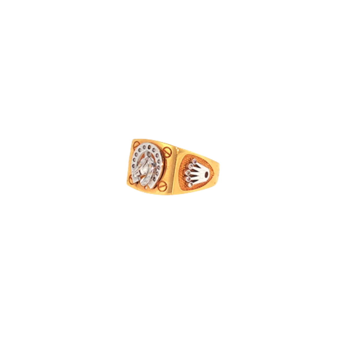 22K Two-Tone Gold Fancy Men’s Ring | Stylish Designer Band