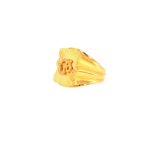 22K Yellow Gold Om Men’s Ring – Size 9, 4g with Cubic Zirconia