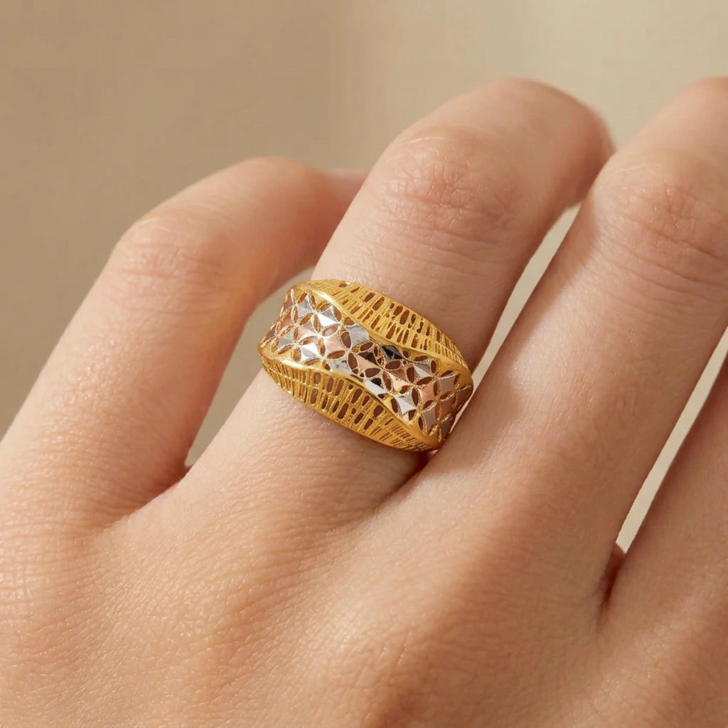 22K Tri-Color Gold Ring – Punjab Jewelers