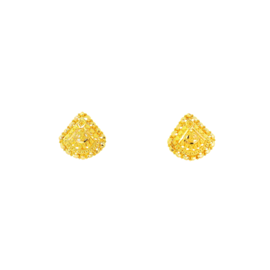 22K Yellow Gold Traditional Stud Earrings | Premium Polished Tops