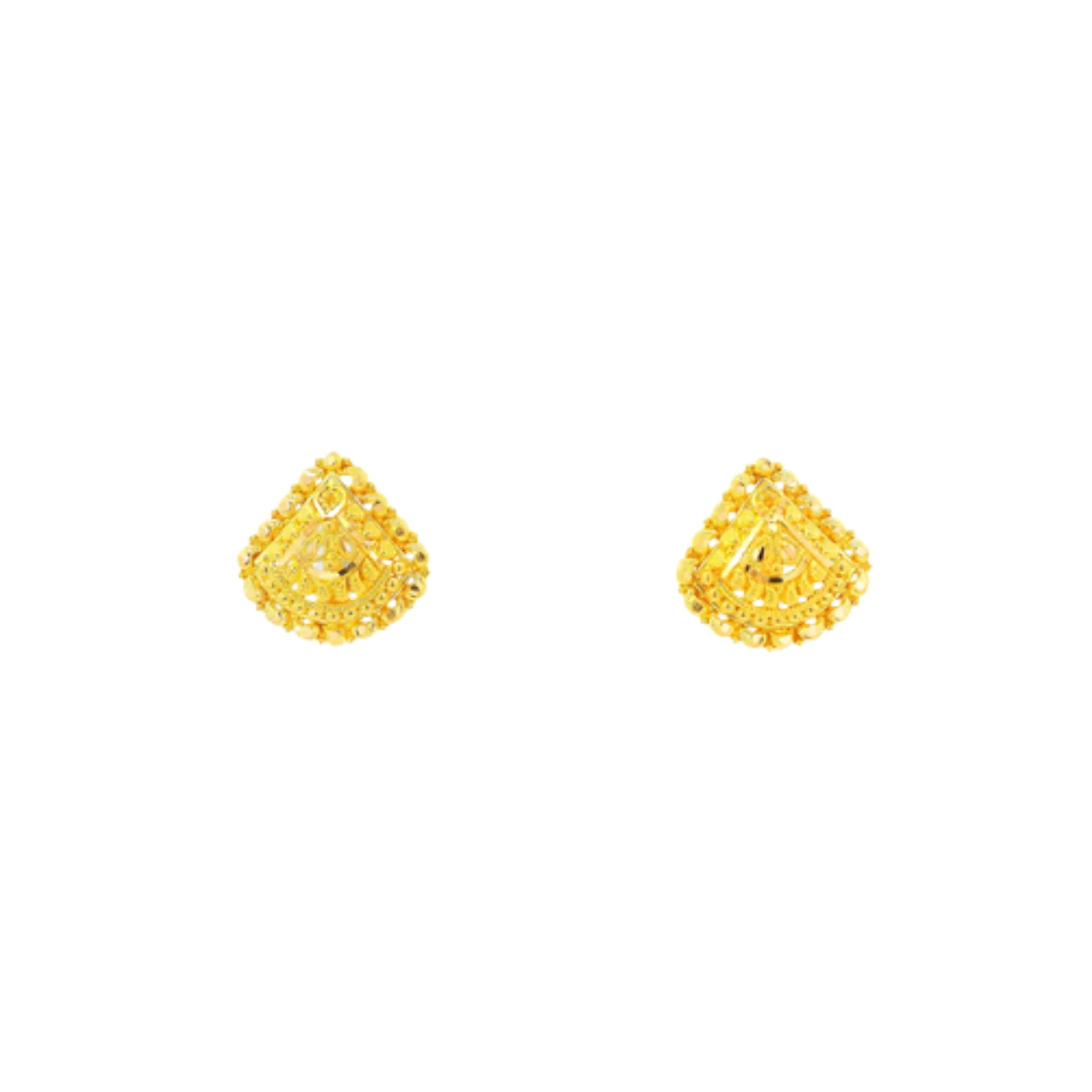 22K Yellow Gold Traditional Stud Earrings | Premium Polished Tops