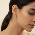 18K Yellow Gold Hoop Earrings with Cubic Zirconia