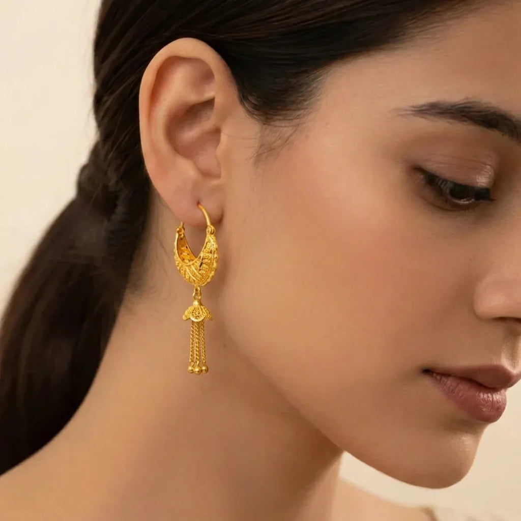 22K Yellow Gold Hoop Earrings Polished Finish