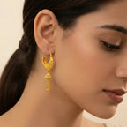 22K Yellow Gold Hoop Earrings Polished Finish