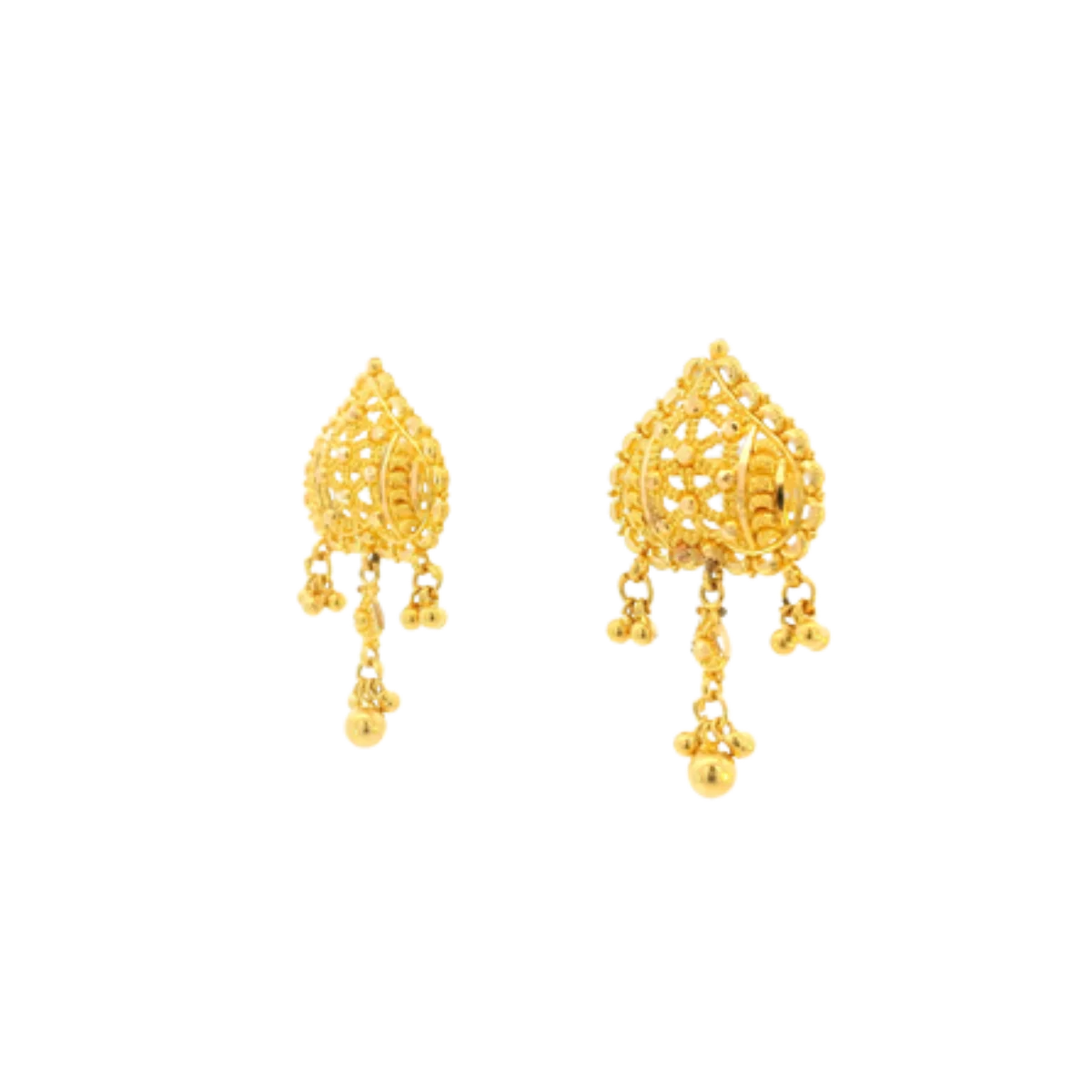 22K Yellow Gold Traditional Stud Earrings | Heavy Premium Polished Tops