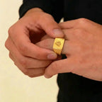 22K Yellow Gold Men’s Om Ring with Cubic Zirconia – 6.3g, Size 10.85