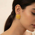 22K Yellow Gold Intricate Stud Earrings – 8.4g
