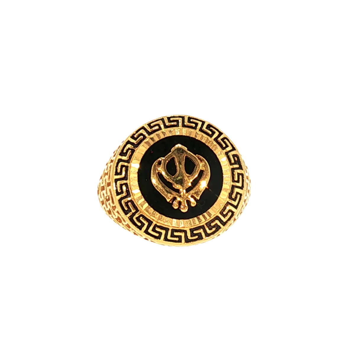 22K Men’s Yellow Gold Sikh Ring with Colored Stone – 7.9g, Resizable, Size 9.5