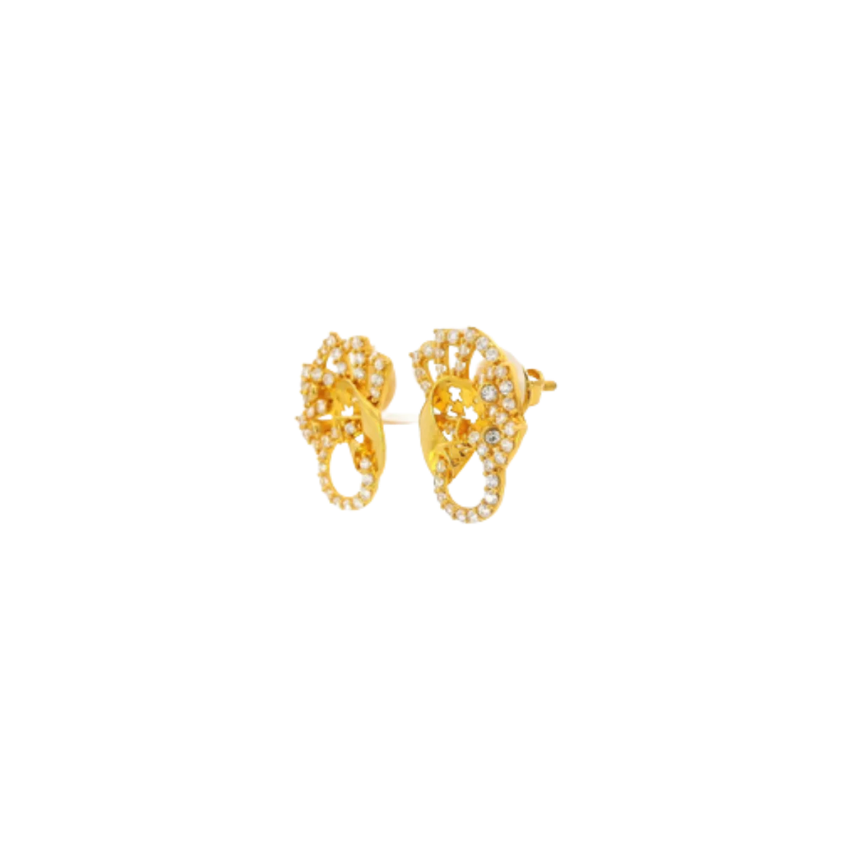 22K Yellow Gold CZ Stud Earrings | Elegant Stone Tops