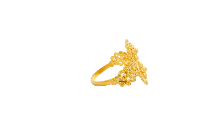 22k Yellow Gold Floral Double Circle Ring