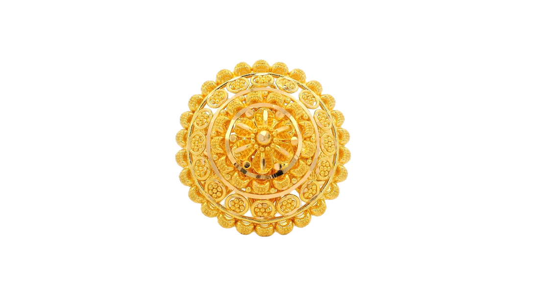 22k Yellow Gold Ornate Mandala Ring