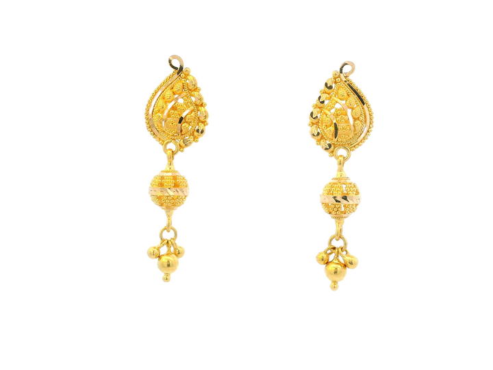 22K Yellow Gold Teardrop Hanging Earrings