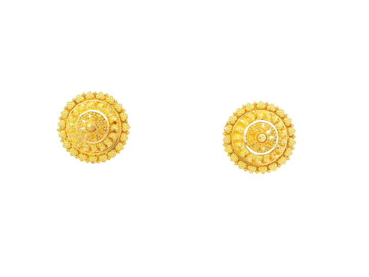 22K Yellow Gold Textured Stud Earrings