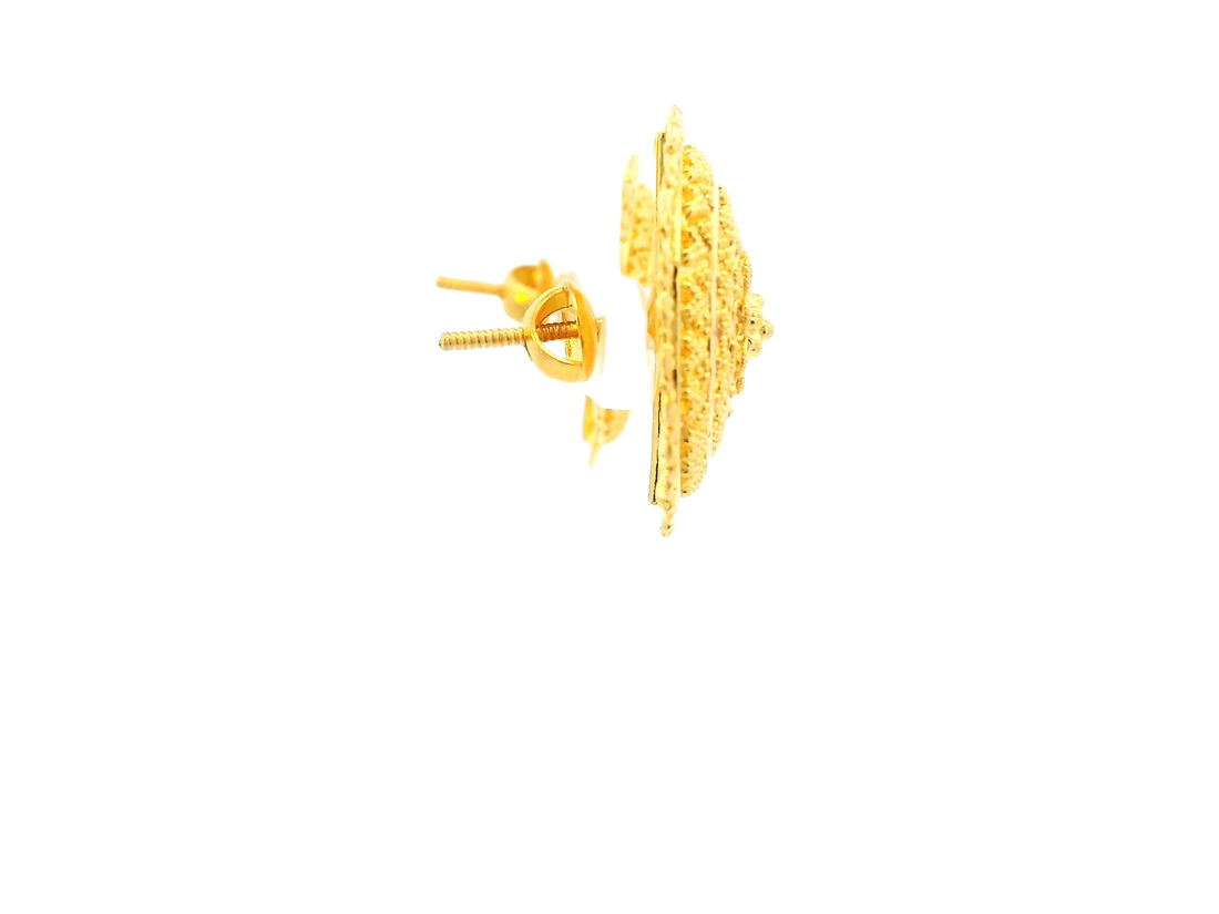 22K Yellow Gold Ornate Stud Earrings