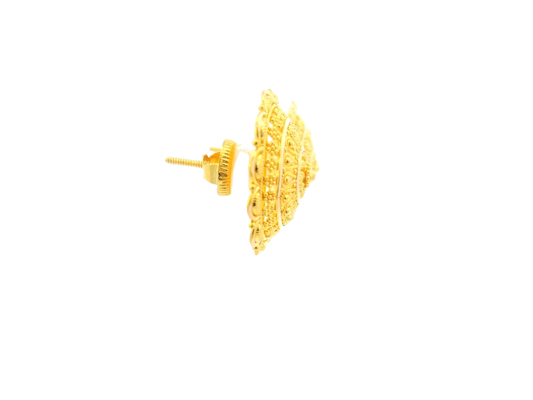 22K Yellow Gold Floral Stud Earrings