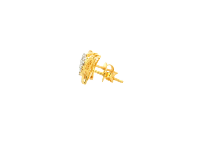 22K Gold Cubic Zirconia Square Stud Earrings