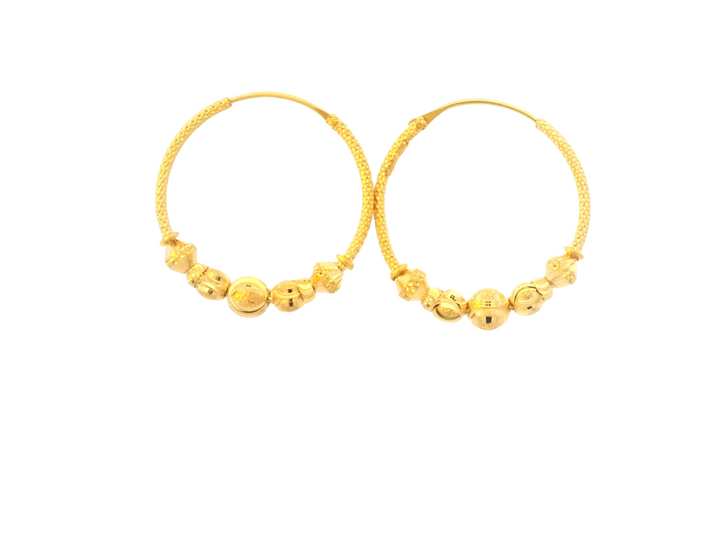 22K Gold Bali Hoop Earrings