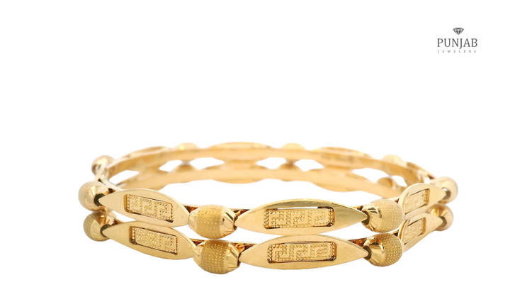 22K Yellow Gold Designer-Inspired Bangle Set (2 Pcs)