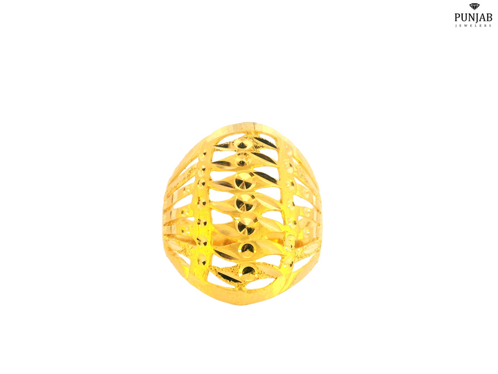 22K Yellow Gold Openwork Ring with Textured Design