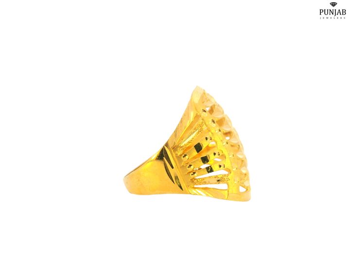 22K Yellow Gold Openwork Ring with Textured Design